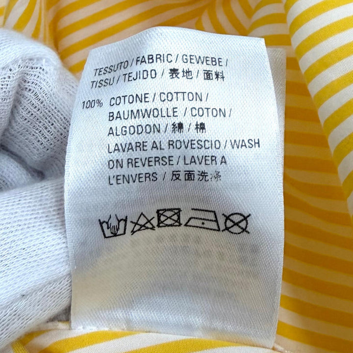 極美品★BALENCIAGA バレンシアガ 622050 コットン100％ オーバーサイス バックロゴ ストライプ 長袖シャツ イエロー ホワイト 34 正規品