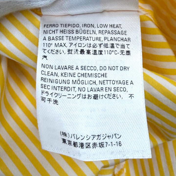 極美品★BALENCIAGA バレンシアガ 622050 コットン100％ オーバーサイス バックロゴ ストライプ 長袖シャツ イエロー ホワイト 34 正規品