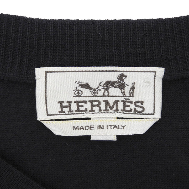 美品▲HERMES エルメス 52-5710 カシミヤ100％ Vネック セーター ニット ブラック XL イタリア製 正規品 メンズ