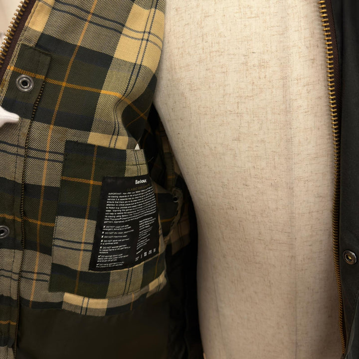 良品●Barbour バブアー 232MWX0018 BEDALE コットン100% ロゴボタン 裏地チェック オイルド ジャケット 40 イングランド製 正規品 メンズ