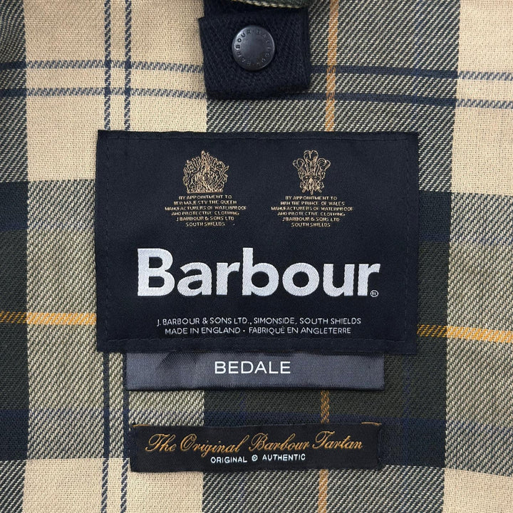 良品●Barbour バブアー 232MWX0018 BEDALE コットン100% ロゴボタン 裏地チェック オイルド ジャケット 40 イングランド製 正規品 メンズ