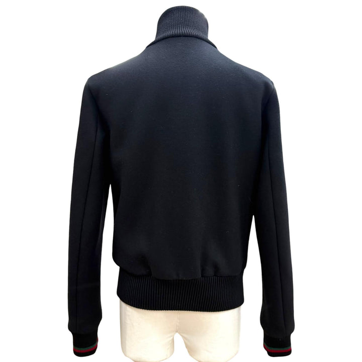 美品▼GUCCI グッチ 326100 ウェブライン ウール 牛革 WZIPUP ブルゾン ボンバージャケット ブラック 44 イタリア製 正規品 メンズ