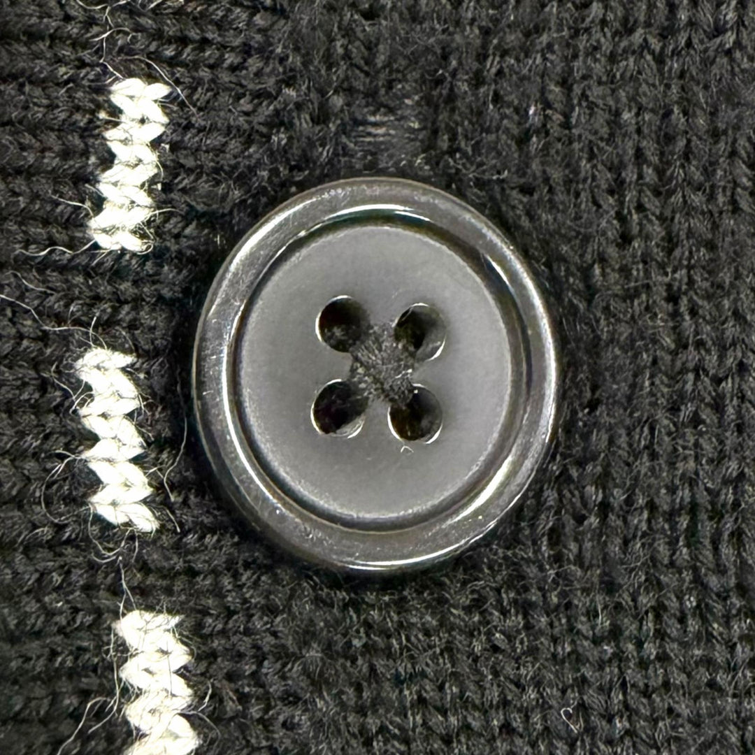 極美品□Supreme シュプリーム 22AW Contrast Stitch Button Up メリノウール ニット カーディガン ブラック L 正規品 メンズ オススメ