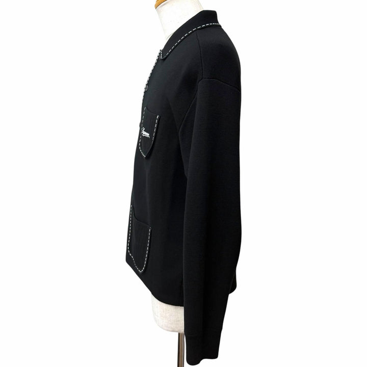 極美品□Supreme シュプリーム 22AW Contrast Stitch Button Up メリノウール ニット カーディガン ブラック L 正規品 メンズ オススメ