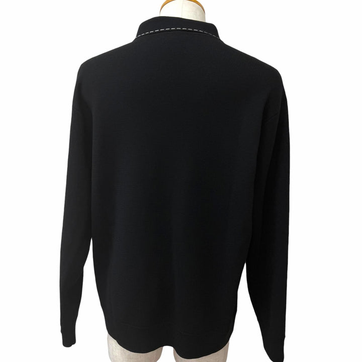 極美品□Supreme シュプリーム 22AW Contrast Stitch Button Up メリノウール ニット カーディガン ブラック L 正規品 メンズ オススメ