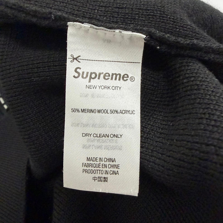 極美品□Supreme シュプリーム 22AW Contrast Stitch Button Up メリノウール ニット カーディガン ブラック L 正規品 メンズ オススメ