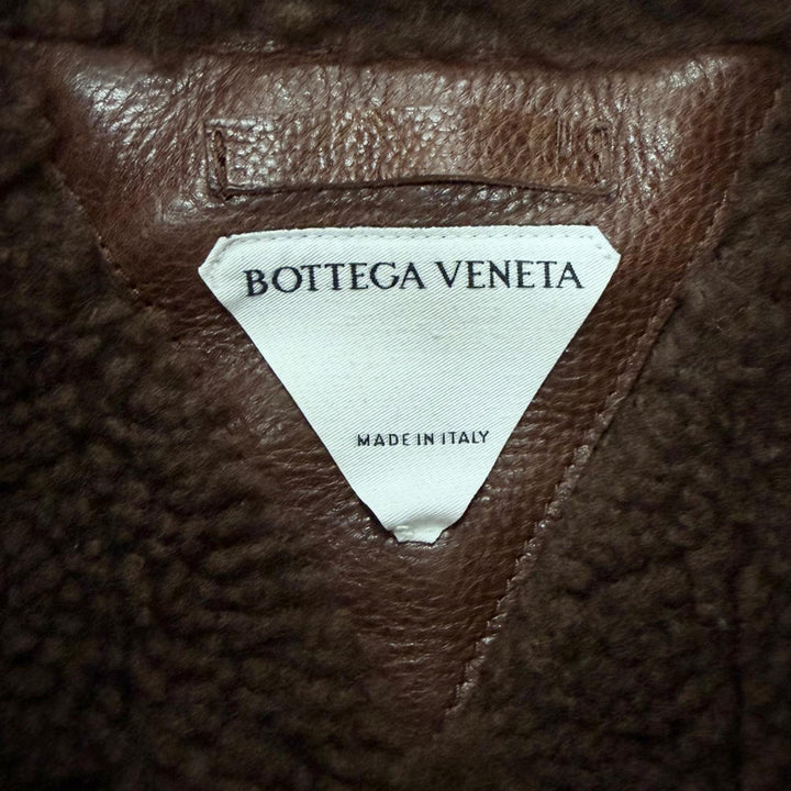 極美品□BOTTEGAVENETA ボッテガヴェネタ 649368 羊革 牛革 WZIP USED加工 ムートンジャケット ブラウン系 44 イタリア製 正規品 メンズ