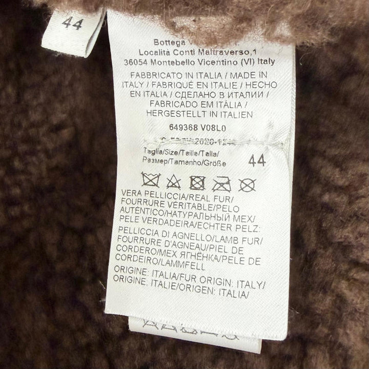極美品□BOTTEGAVENETA ボッテガヴェネタ 649368 羊革 牛革 WZIP USED加工 ムートンジャケット ブラウン系 44 イタリア製 正規品 メンズ
