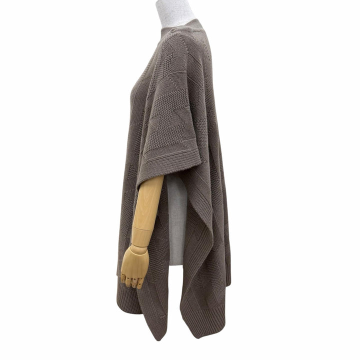 極美品☆HERMES エルメス 24AW 4H2904D31 ウール100％ Hモチーフ ニット ケープ ポンチョ カーキ 38 イタリア製 正規品 レディース