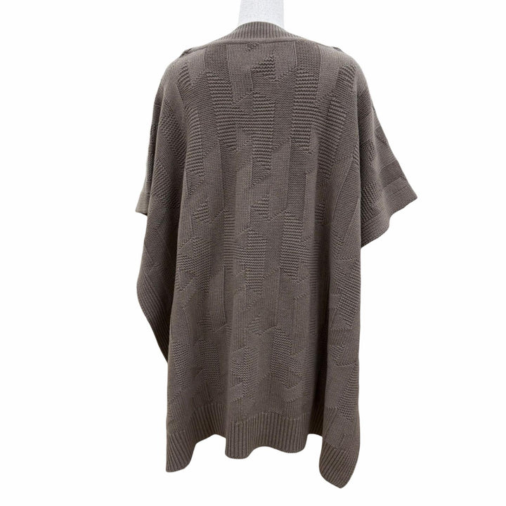 極美品☆HERMES エルメス 24AW 4H2904D31 ウール100％ Hモチーフ ニット ケープ ポンチョ カーキ 38 イタリア製 正規品 レディース