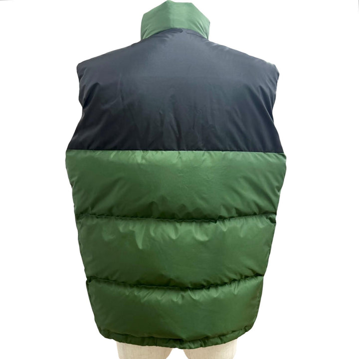 極美品□GUCCI グッチ 698713 ウェブストライプ ロゴワッペン ZIPUP ダウンベスト ジレ グリーン ブラック 44 イタリア製 正規品 メンズ