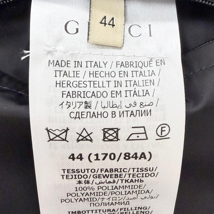 極美品□GUCCI グッチ 698713 ウェブストライプ ロゴワッペン ZIPUP ダウンベスト ジレ グリーン ブラック 44 イタリア製 正規品 メンズ