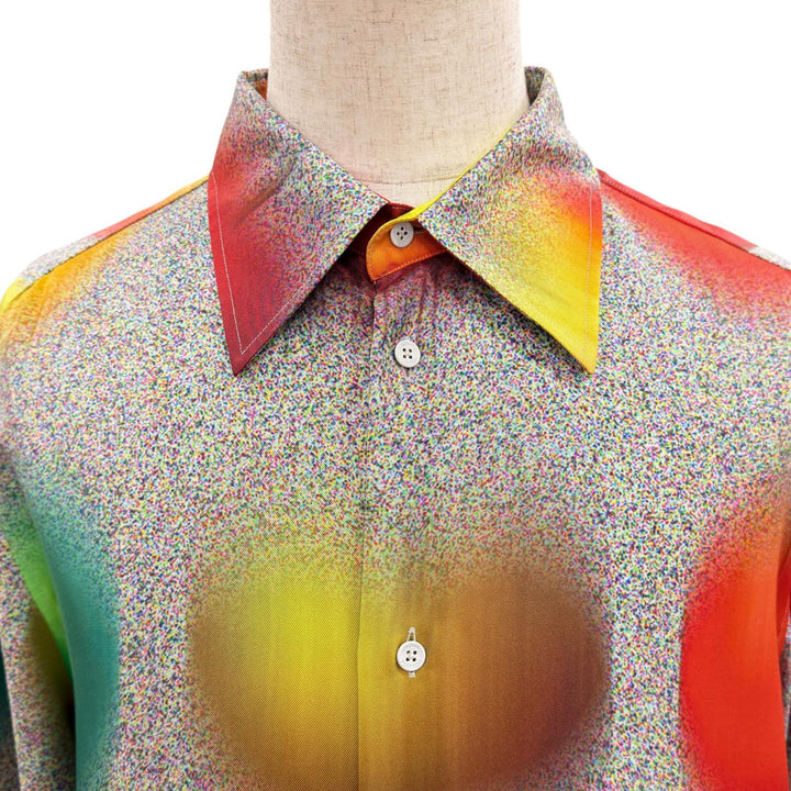 極美品●LOUIS VUITTON ルイヴィトン 23AW シルク100% ロゴボタン FANTASTIC IMAGINATION 長袖シャツ マルチカラー XL 仏製 正規品 メンズ