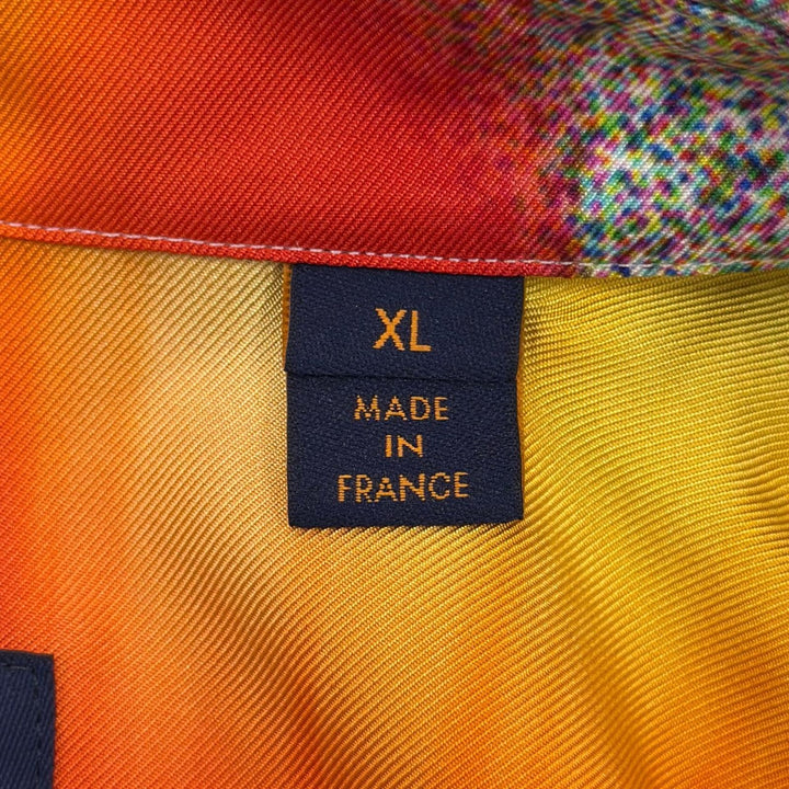 極美品●LOUIS VUITTON ルイヴィトン 23AW シルク100% ロゴボタン FANTASTIC IMAGINATION 長袖シャツ マルチカラー XL 仏製 正規品 メンズ
