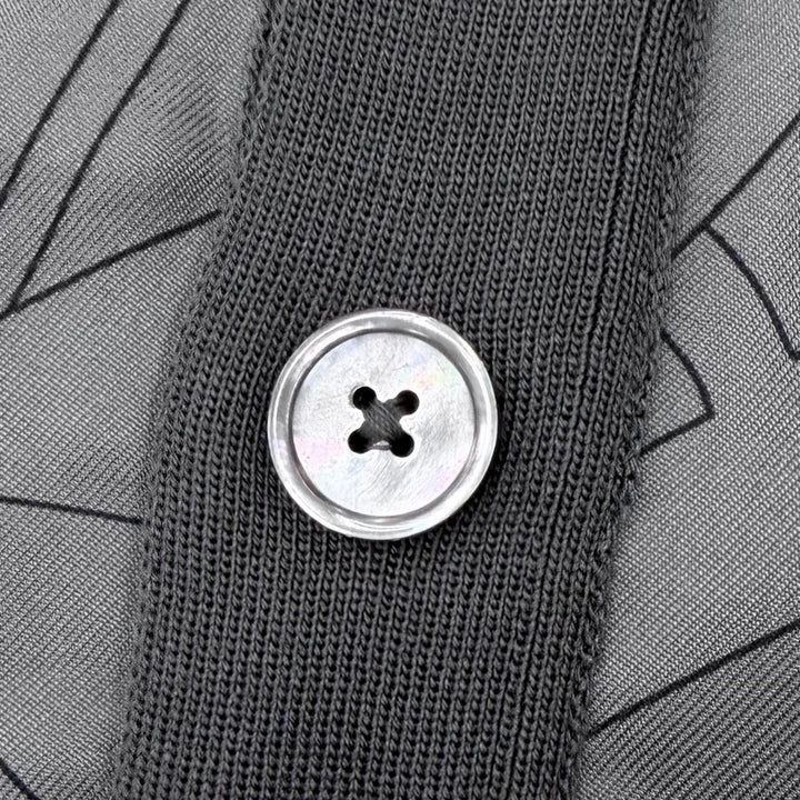 未使用品▼HERMES エルメス 41-5742 シルク100% ACIER Vネック ニット切替 カーディガン グレー L イタリア製 正規品 メンズ