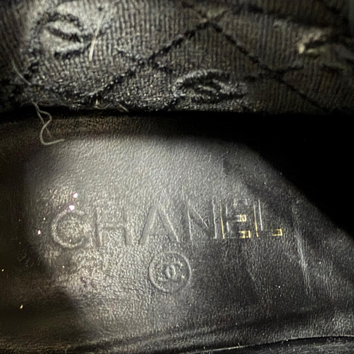 美品☆CHANEL シャネル G45937 ココマーク サイドゴア レザー ショートブーツ ブラック 37.5 イタリア製 レディース