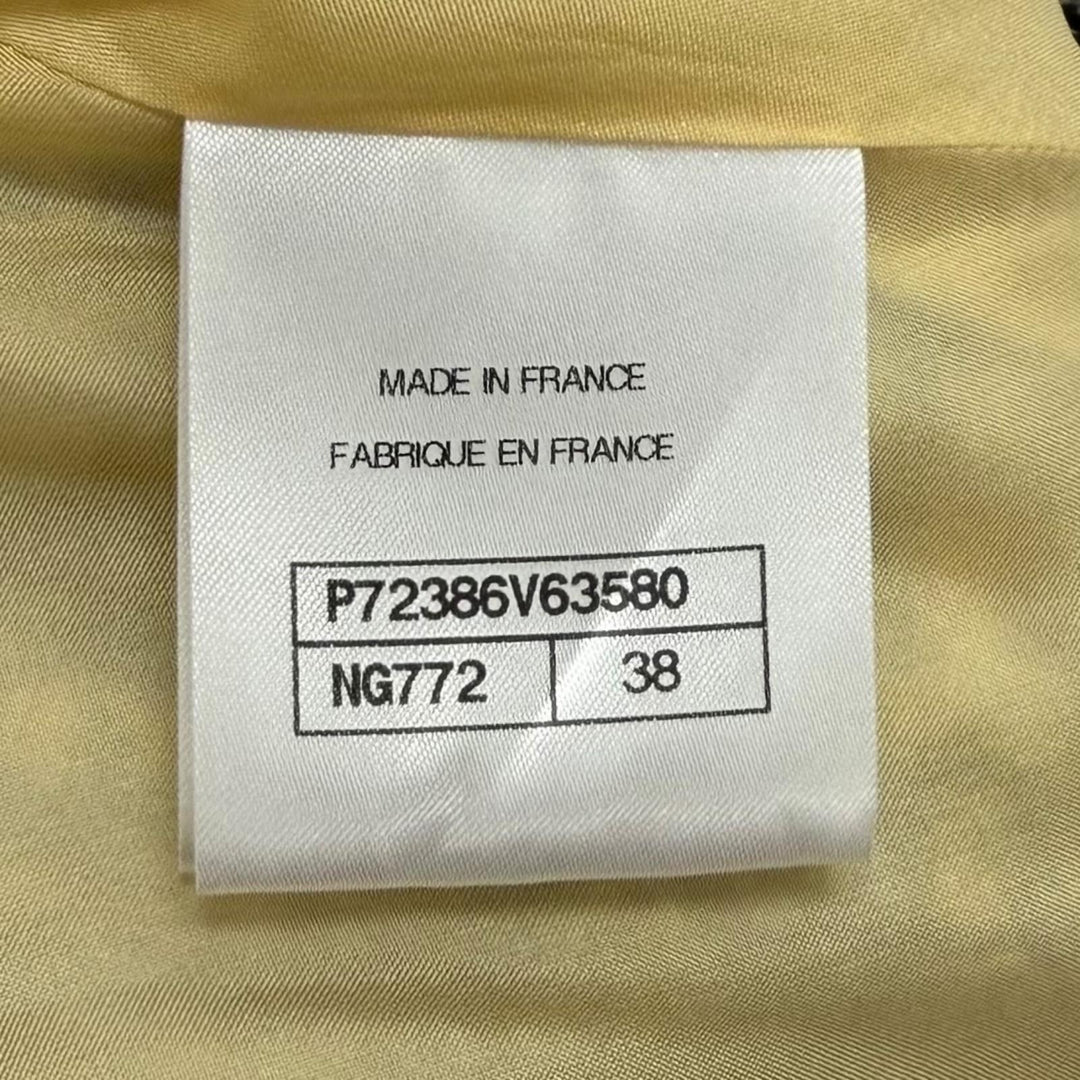 極美品★CHANEL シャネル 22P P72386V63580 ライオンボタン ツイード プリーツ ショートパンツ イエロー ネイビー 38 フランス製