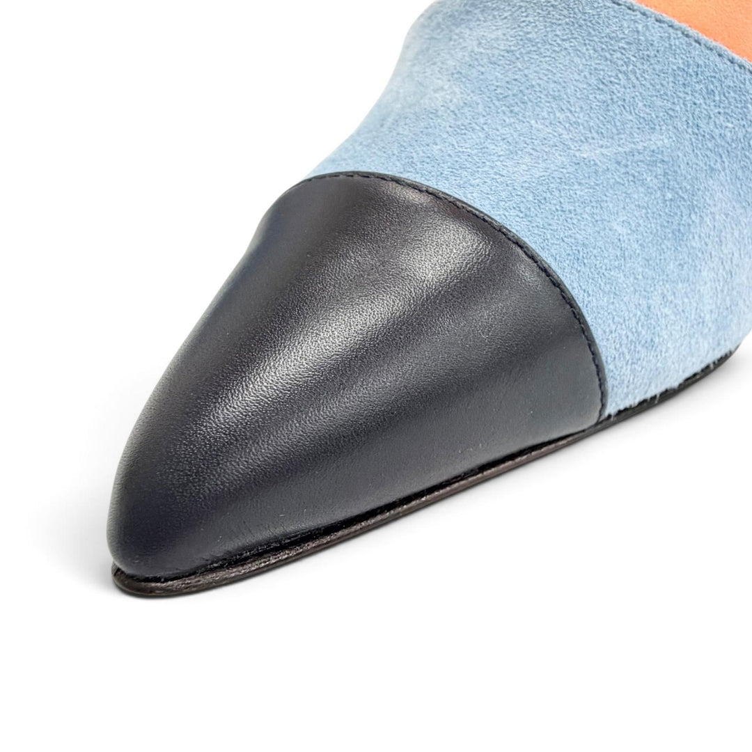 極美品△MANOLO BLAHNIK マノロブラニク NUSA レザー スウェードレザー使い バックジップ ポインテッドトゥ ブーティ 37 伊製 箱・袋付き
