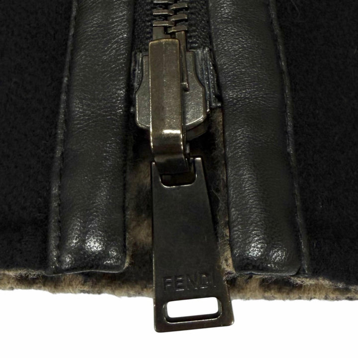 極美品★FENDI フェンディ FJ6993 ウール シルク混 リバーシブル FFロゴ クロップド ジャケット ブラック ベージュ IT 40 正規品