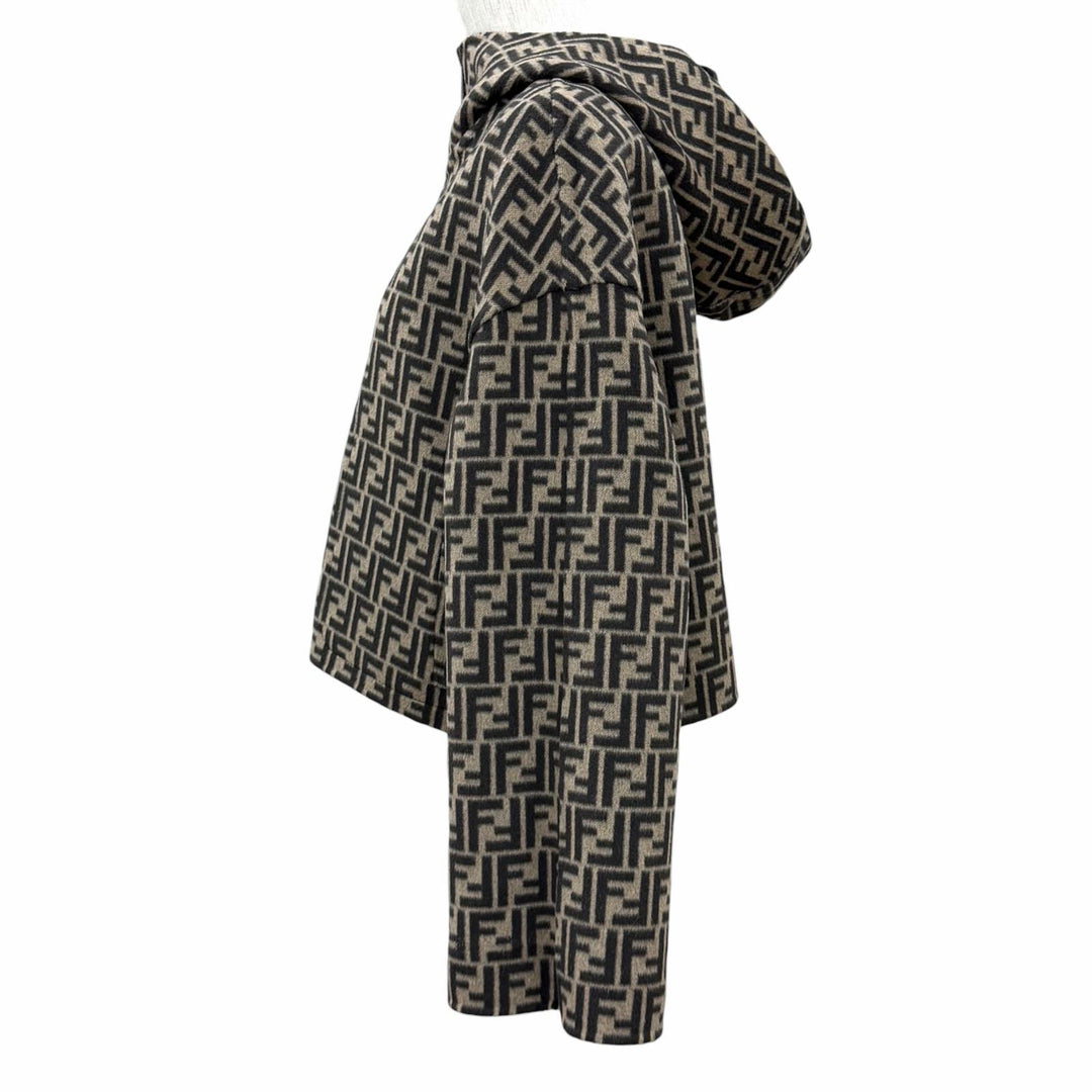 極美品★FENDI フェンディ FJ6993 ウール シルク混 リバーシブル FFロゴ クロップド ジャケット ブラック ベージュ IT 40 正規品