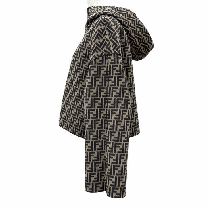 極美品★FENDI フェンディ FJ6993 ウール シルク混 リバーシブル FFロゴ クロップド ジャケット ブラック ベージュ IT 40 正規品