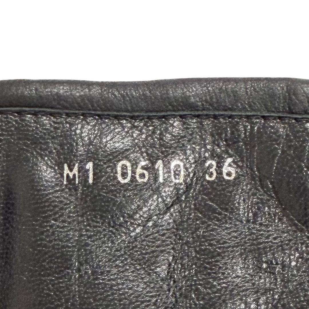 極美品△Christian Dior クリスチャンディオール カナージュ サイドジップ レザー ロングブーツ ブラック シルバー金具 36 イタリア製