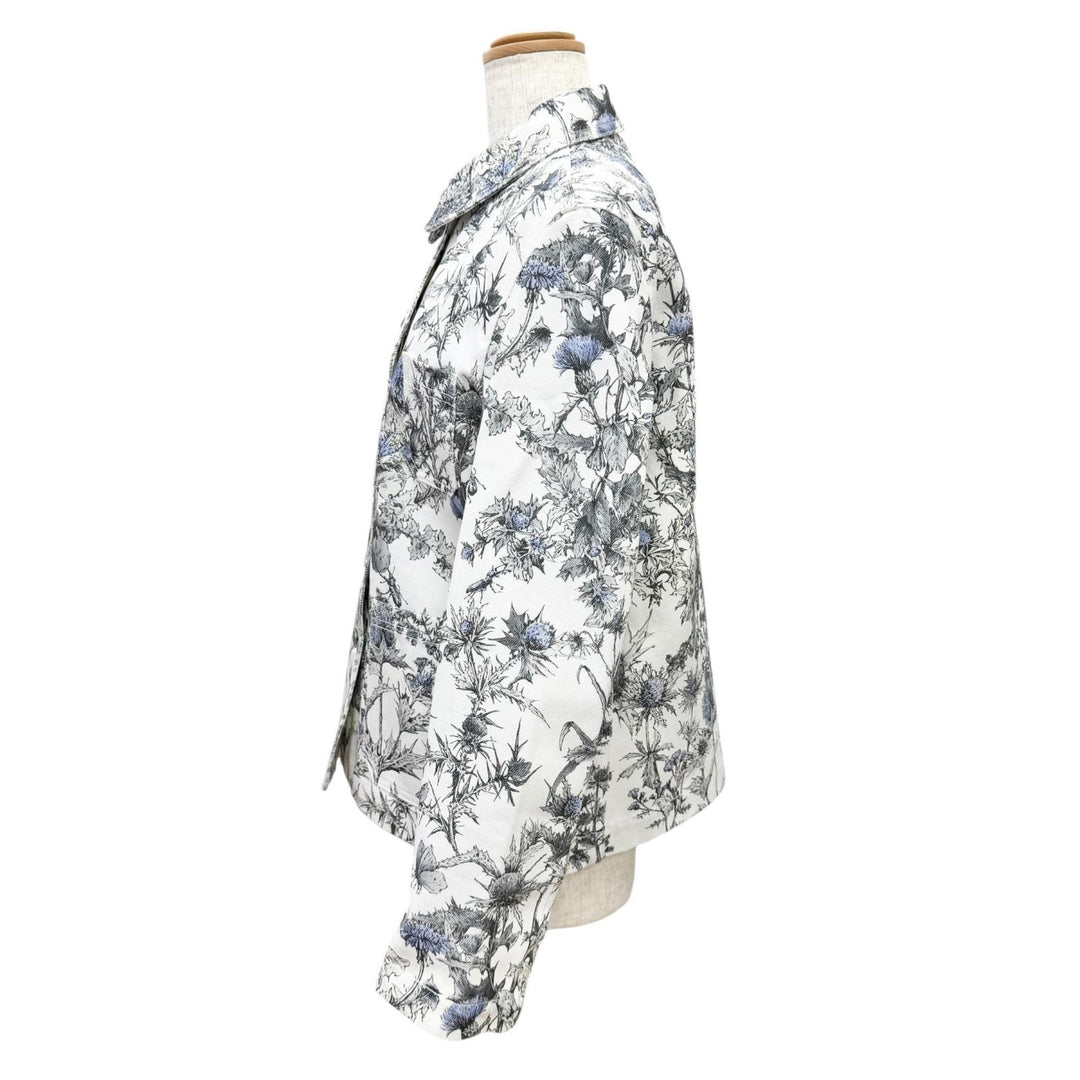 極美品△Christian Dior クリスチャンディオール 512V16A3017 Bee刺繍 ロゴボタン フローラルプリント デニムジャケット 44 正規品