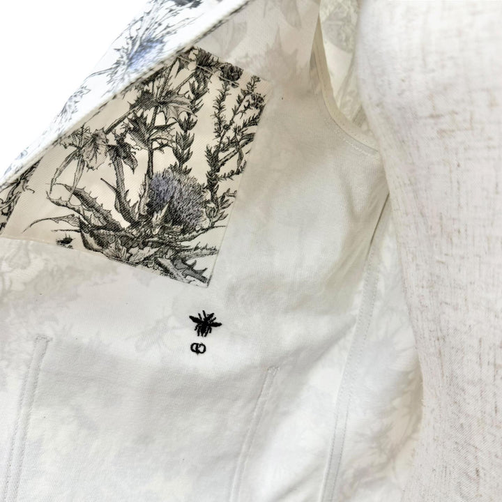 極美品△Christian Dior クリスチャンディオール 512V16A3017 Bee刺繍 ロゴボタン フローラルプリント デニムジャケット 44 正規品