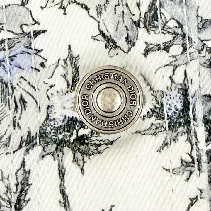 極美品△Christian Dior クリスチャンディオール 512V16A3017 Bee刺繍 ロゴボタン フローラルプリント デニムジャケット 44 正規品