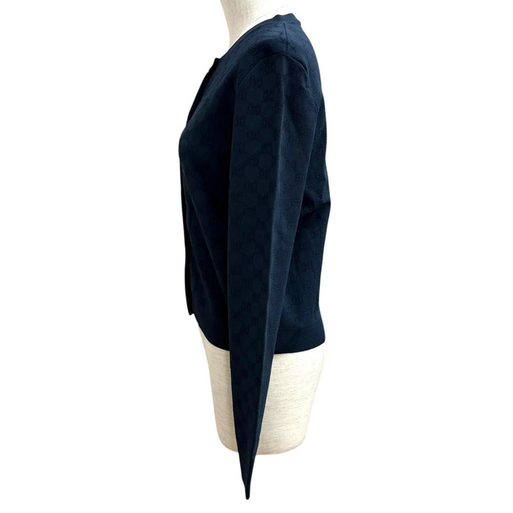 未使用品★GUCCI グッチ 26SS 864991 GGファインファブリック ジャカード カーディガン ネイビー M イタリア製 正規品 定価272800円 箱付