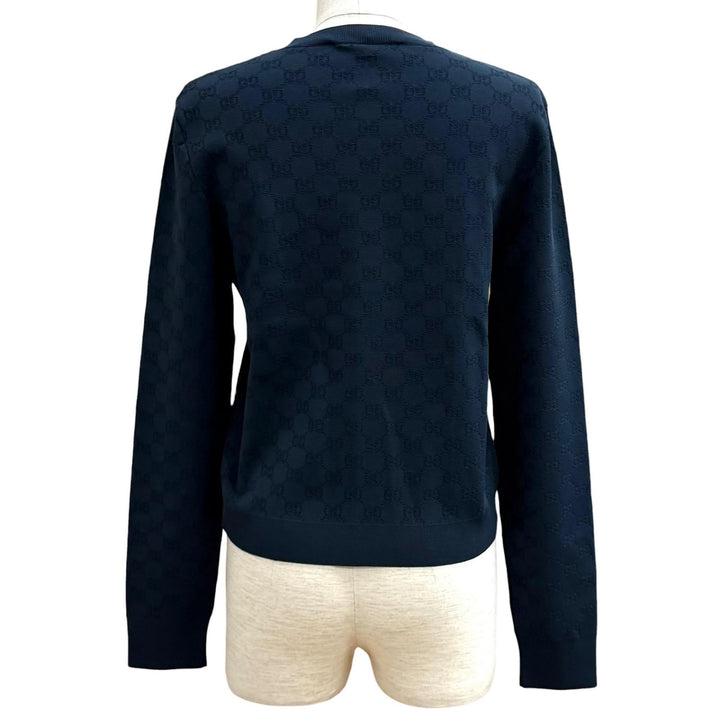 未使用品★GUCCI グッチ 26SS 864991 GGファインファブリック ジャカード カーディガン ネイビー M イタリア製 正規品 定価272800円 箱付