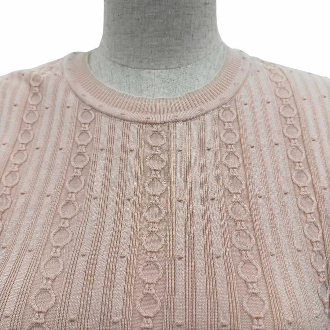 極美品☆HERMES エルメス 26SS 6E2662DI シルク コットン ノースリーブ ニット トップス ピンク 36 イタリア製 正規品 レディース