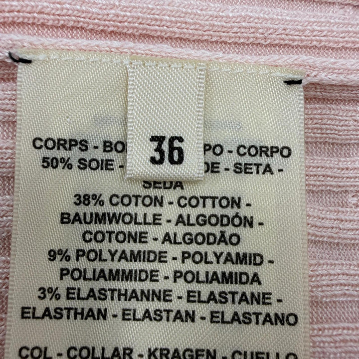 極美品☆HERMES エルメス 26SS 6E2662DI シルク コットン ノースリーブ ニット トップス ピンク 36 イタリア製 正規品 レディース