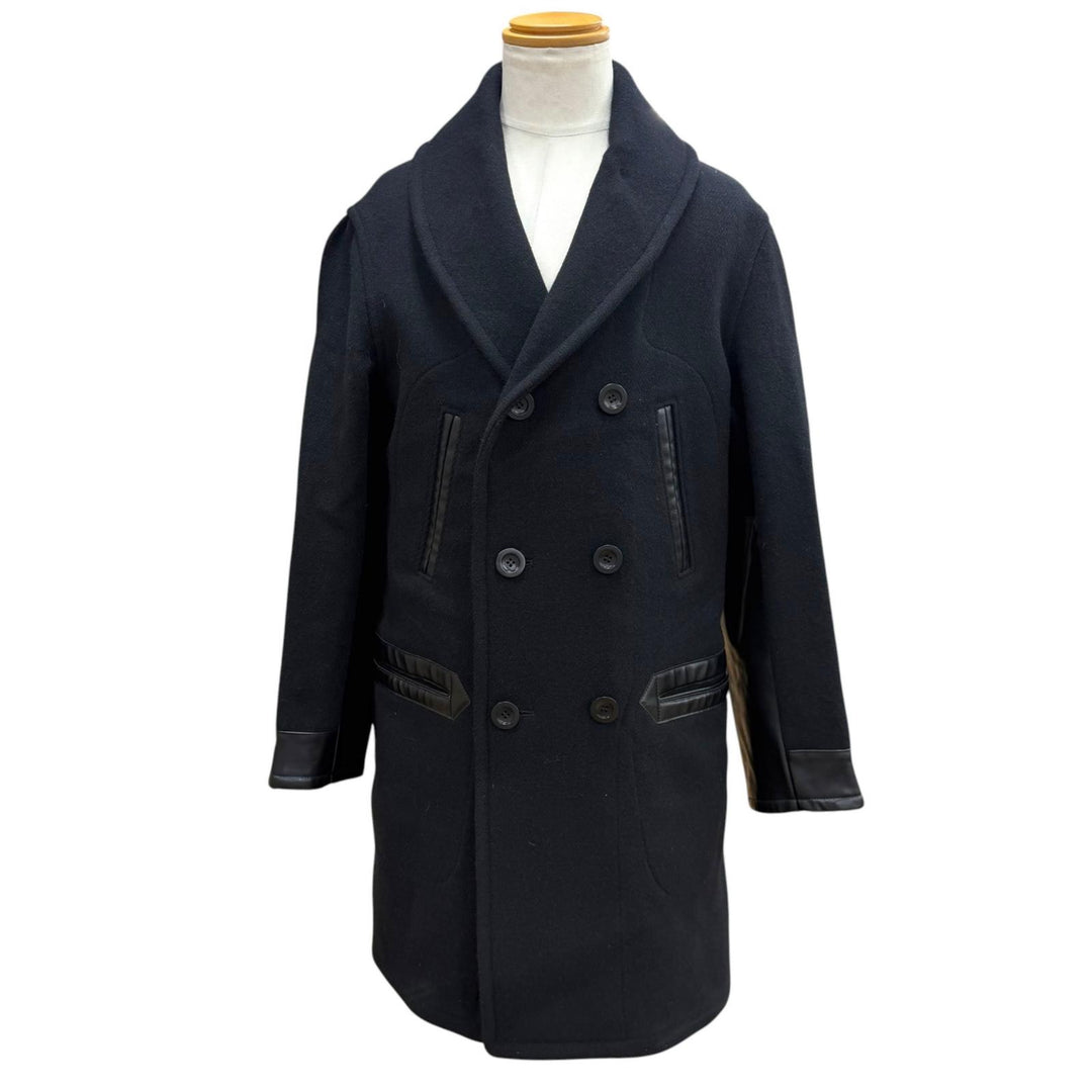 極美品▼Maison Margiela 1 10 メゾンマルジェラ1 10 22AW S50AM0564 ウール100% ダブルブレスト チェスターコート ブラック 46 正規品