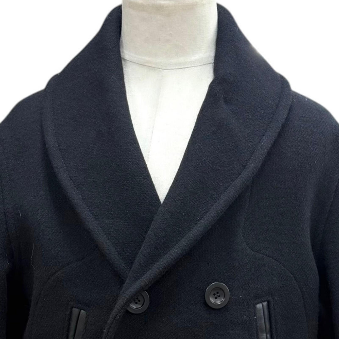 極美品▼Maison Margiela 1 10 メゾンマルジェラ1 10 22AW S50AM0564 ウール100% ダブルブレスト チェスターコート ブラック 46 正規品