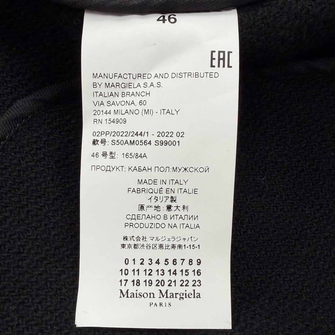 極美品▼Maison Margiela 1 10 メゾンマルジェラ1 10 22AW S50AM0564 ウール100% ダブルブレスト チェスターコート ブラック 46 正規品