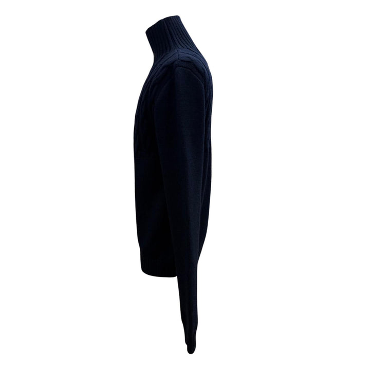 極美品▼Maison Margiela 10 メゾンマルジェラ10 24AW S50HL0026 ウール100% タートルネック ケーブルニット セーター ネイビー S 正規品