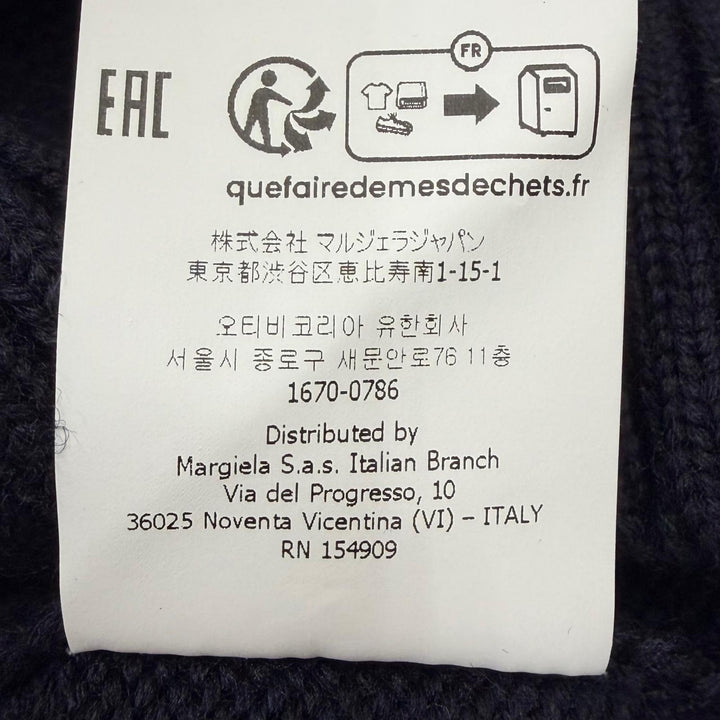 極美品▼Maison Margiela 10 メゾンマルジェラ10 24AW S50HL0026 ウール100% タートルネック ケーブルニット セーター ネイビー S 正規品
