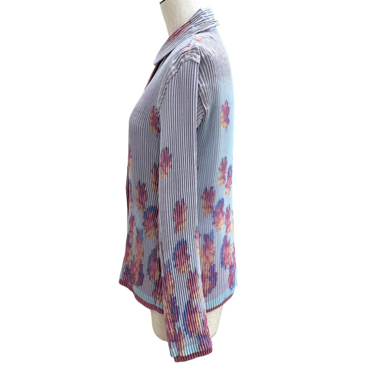 極美品★ISSEY MIYAKE イッセイミヤケ IM03FJ970 フラワー レイヤードデザイン プリーツ 長袖シャツ マルチ 3 日本製 正規品 レディース