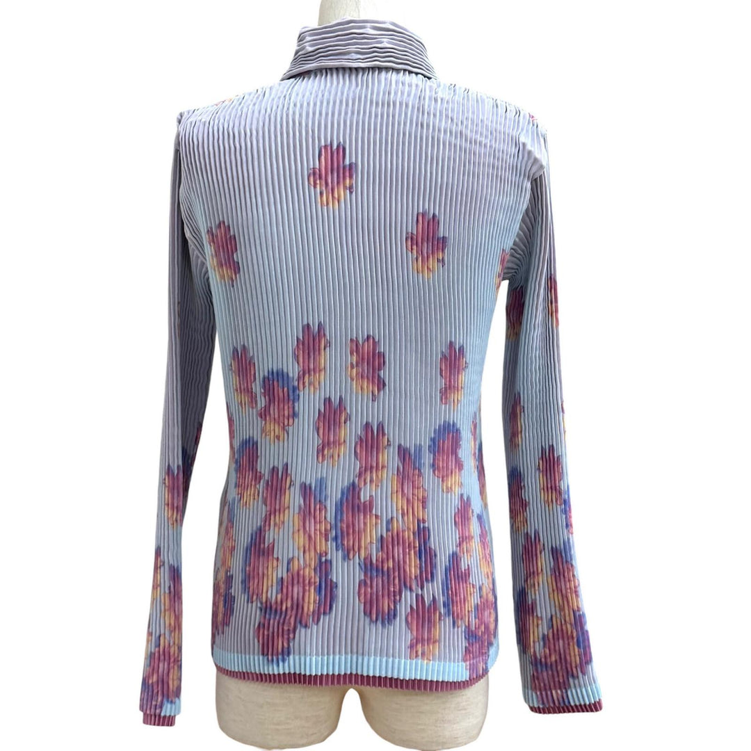 極美品★ISSEY MIYAKE イッセイミヤケ IM03FJ970 フラワー レイヤードデザイン プリーツ 長袖シャツ マルチ 3 日本製 正規品 レディース