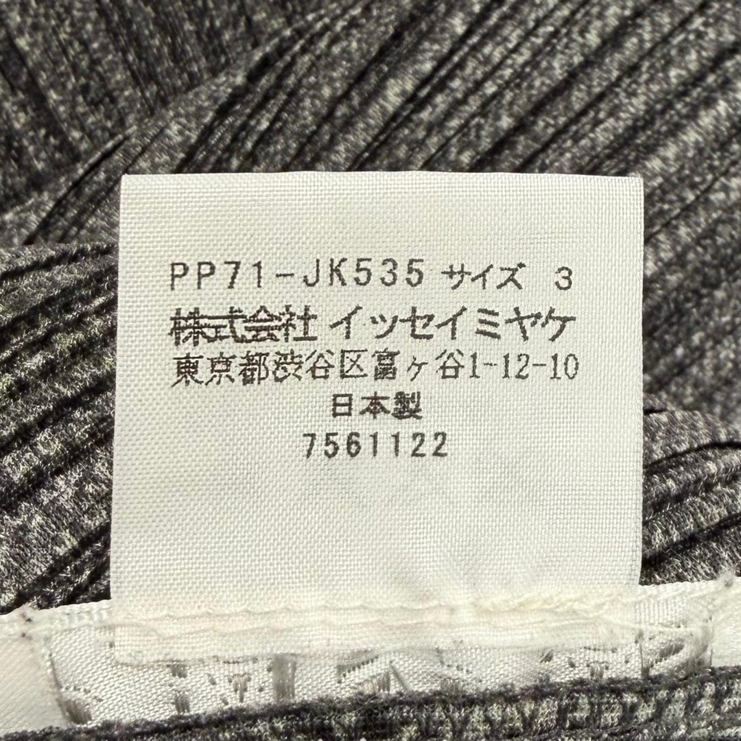 極美品★PLEATS PLEASE プリーツプリーズ イッセイミヤケ PP71-JK535 デニム転写 クルーネック 半袖 トップス ブラック系 3 正規品