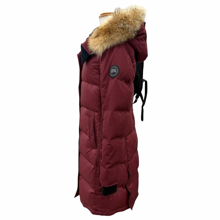 美品△CANADA GOOSE カナダグース 3208LBA ブラックレーベル Rowley Parka ローリー パーカ ファー ダウンジャケット ボルドー S 正規品