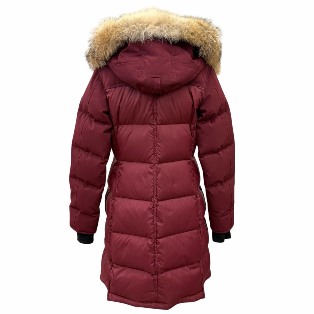 美品△CANADA GOOSE カナダグース 3208LBA ブラックレーベル Rowley Parka ローリー パーカ ファー ダウンジャケット ボルドー S 正規品