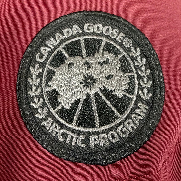 美品△CANADA GOOSE カナダグース 3208LBA ブラックレーベル Rowley Parka ローリー パーカ ファー ダウンジャケット ボルドー S 正規品