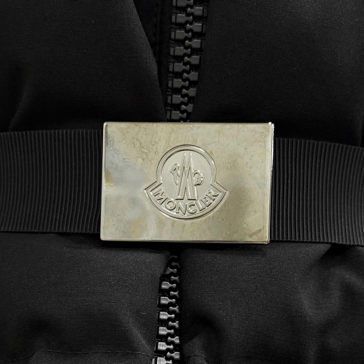 美品★MONCLER モンクレール BERNACHE FOXファー・ロゴワッペン・ベルト付 ZIP UP ロング丈 ダウンコート ブラック 00 正規品