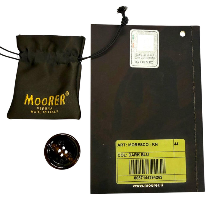 極美品□MOORER ムーレー MORESCO モレスコ ACQUA RESISTANT ファーフーデッド ダウンジャケット ダークブルー 44 正規品 メンズ
