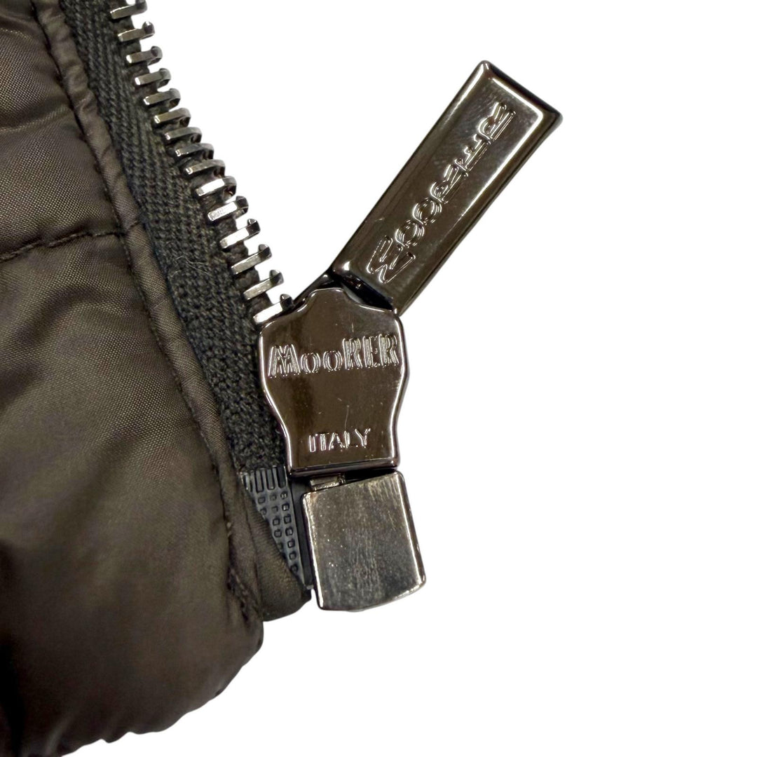 極美品▼MOORER ムーレー MINOSSE-LL ウール カシミヤ ロゴ入りボタン 中綿入り トレンチコート グレー 46 イタリア製 正規品 メンズ