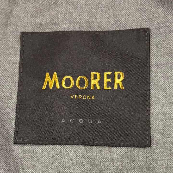 極美品▼MOORER ムーレー MINOSSE-LL ウール カシミヤ ロゴ入りボタン 中綿入り トレンチコート グレー 46 イタリア製 正規品 メンズ