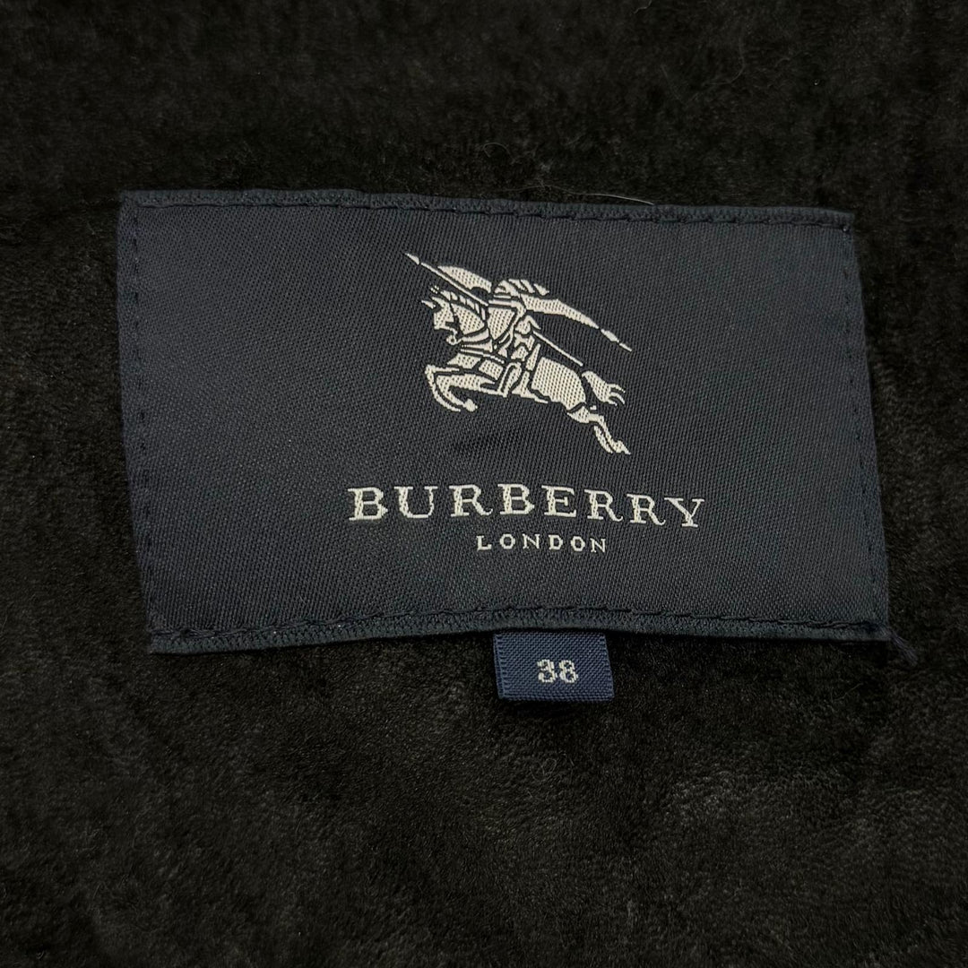 美品★BURBERRY LONDON バーバリーロンドン トグルボタン フード付 ムートンコート ダッフルコート ブラック 38 スペイン製 正規品
