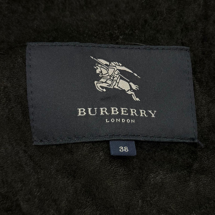 美品★BURBERRY LONDON バーバリーロンドン トグルボタン フード付 ムートンコート ダッフルコート ブラック 38 スペイン製 正規品